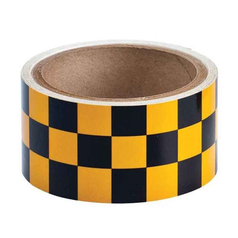 Brady Class 2 Reflective Tapes, 50mm (W) x 4.5m (L), Black/Yellow Checkered