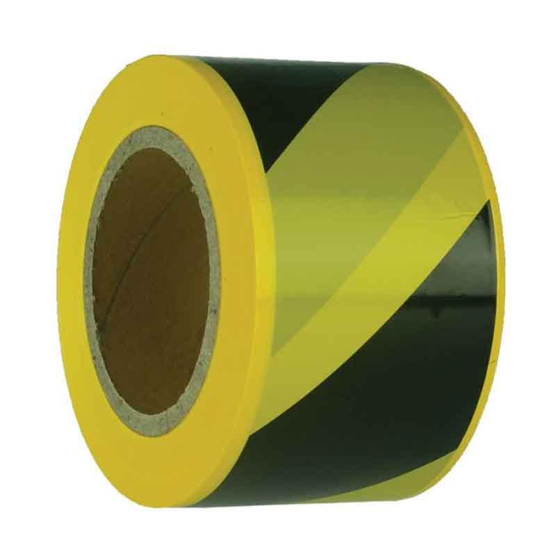 Heavy Duty Printed Barricade Tapes, 75mm (W) x 300m (L), Black/Yellow Stripes
