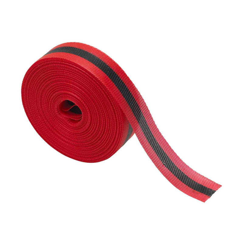 Woven Barricade Tape, 50.8mm (W) x 60.96m (L), Polypropylene, Black on Red