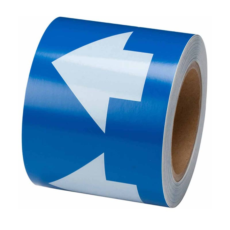 White Arrow on Blue Tape - 100mm x 27m Length