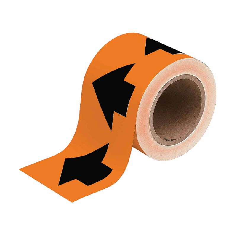 Black Arrows on Orange Tape - 100mm x 27m 
