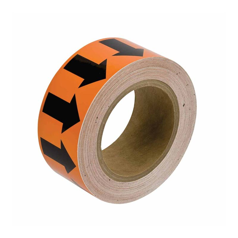 Black Arrows on Orange Tape - 50mm x 27m Length