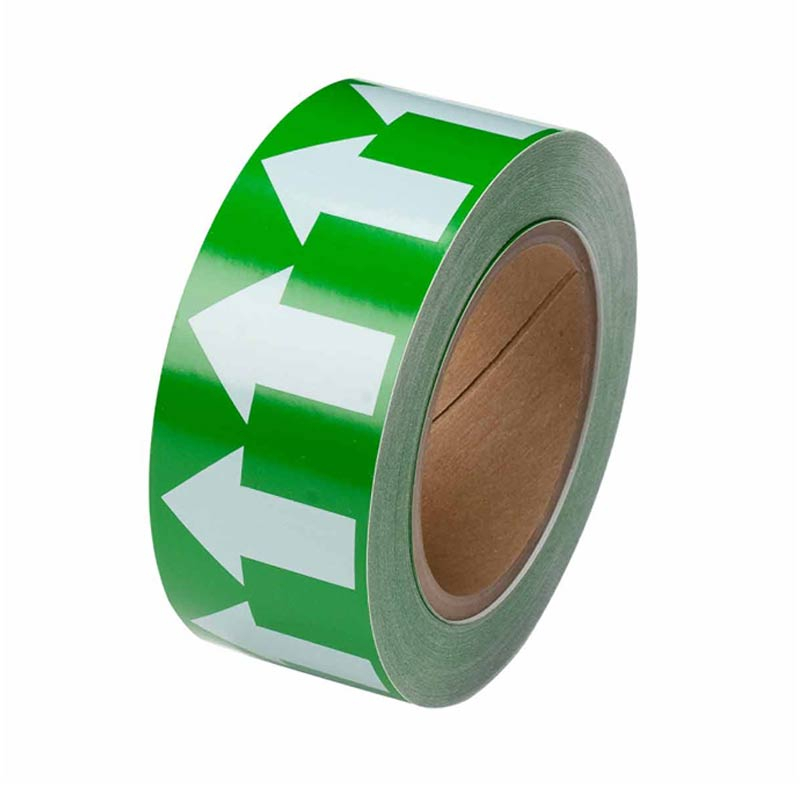 White Arrows on Green Tape - 50mm x 27m Length