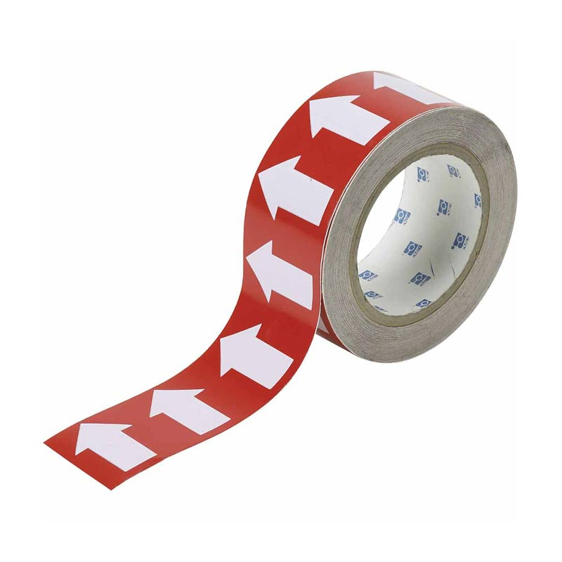 White Arrows on Red Tape, 50mm x 27mm Length
