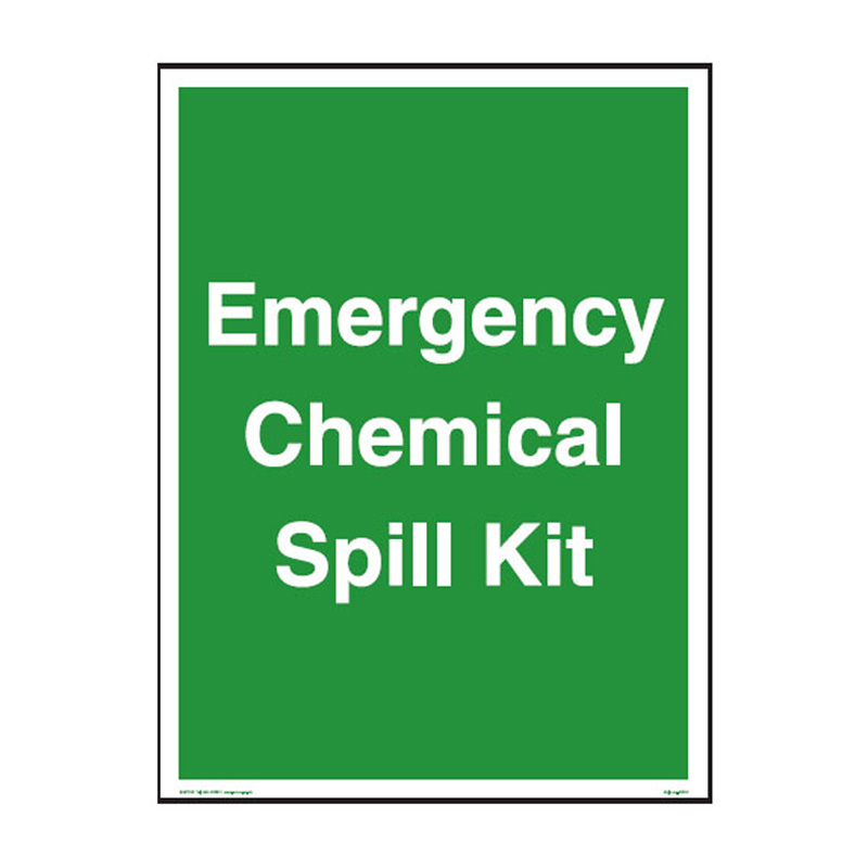 Chemical Spill Kit Sign, 300mm (W) x 225mm (H), Self Adhesive Vinyl